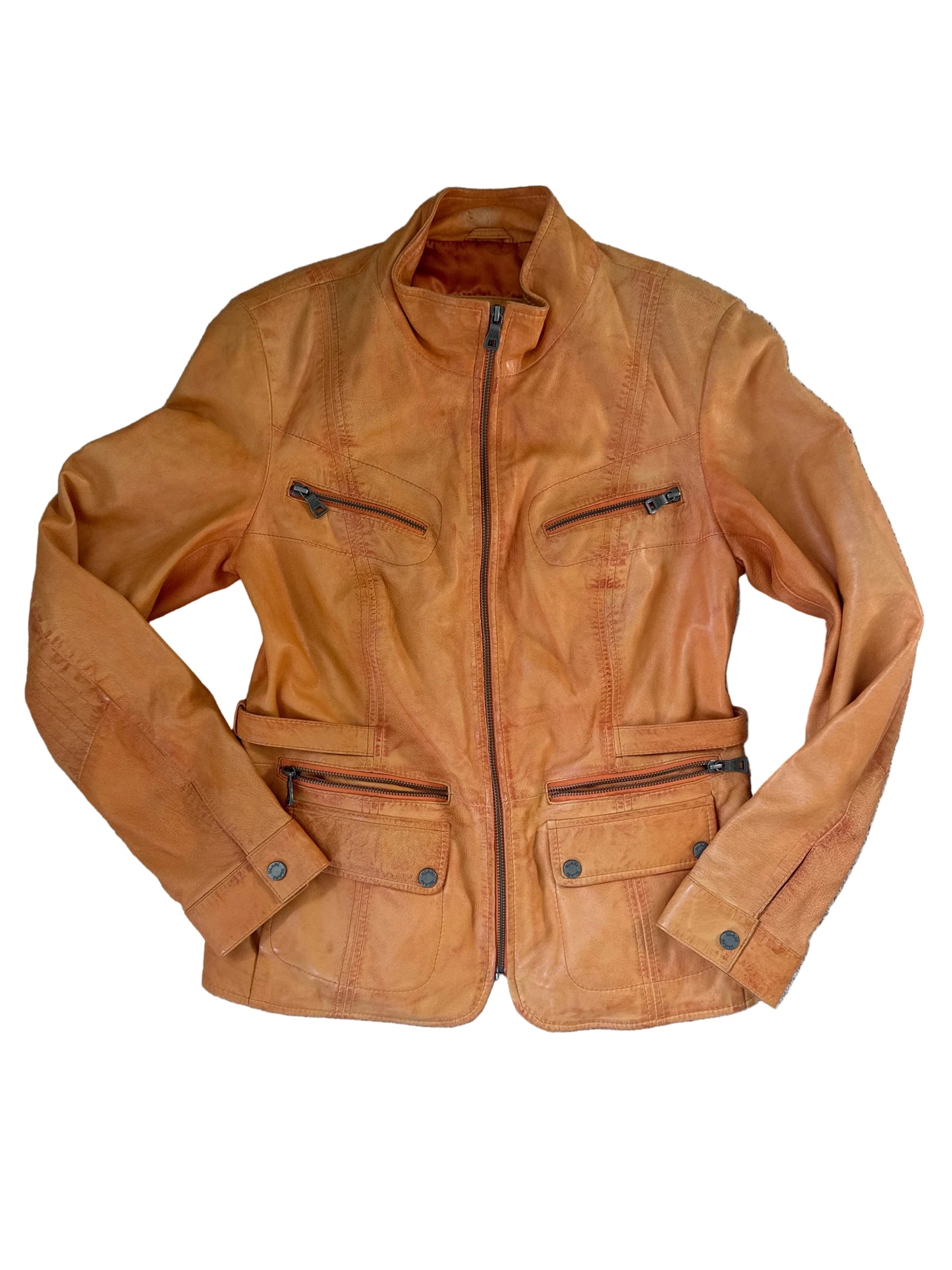 Orangene Lederjacke M