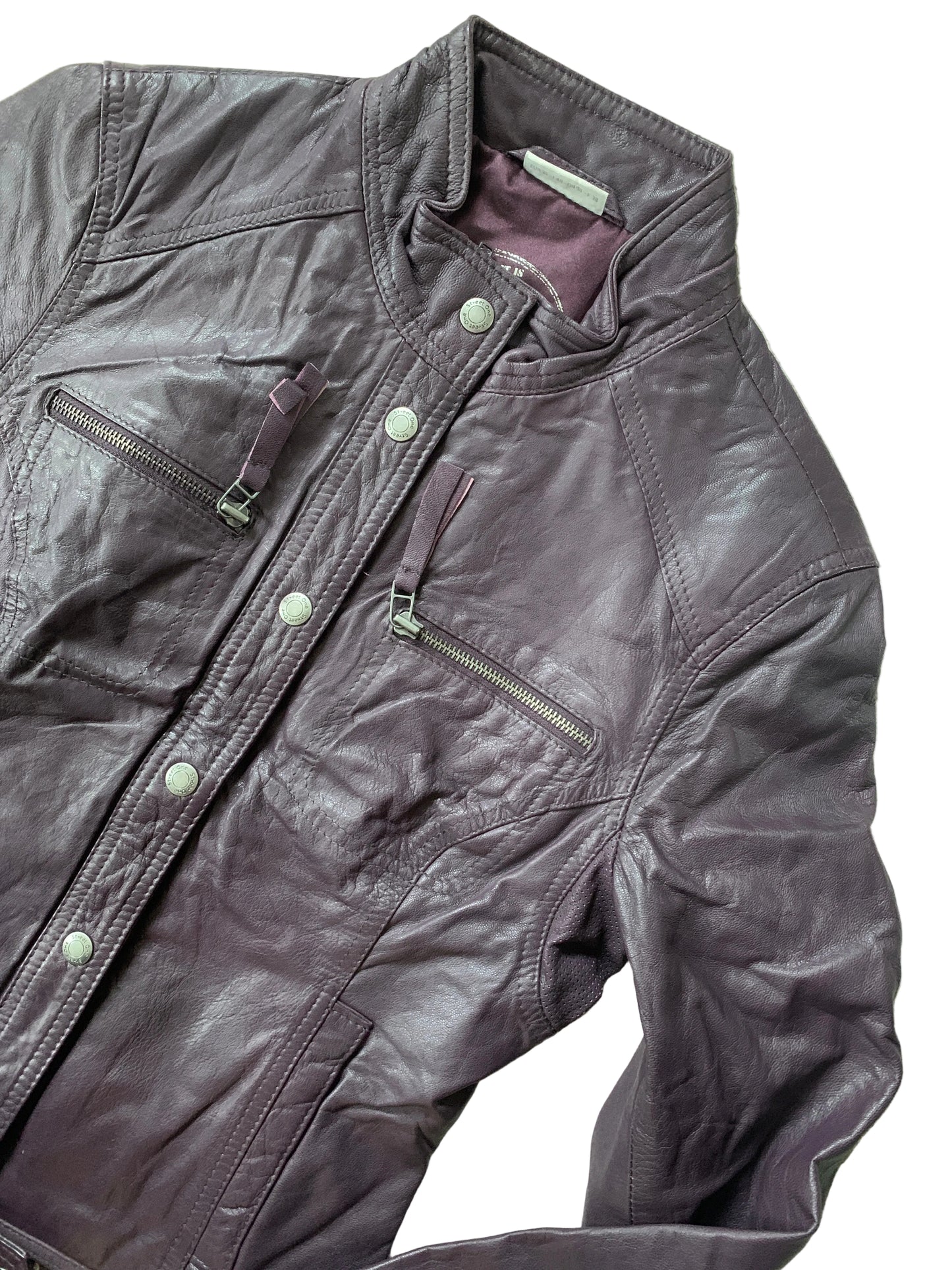 Lila Lederjacke S