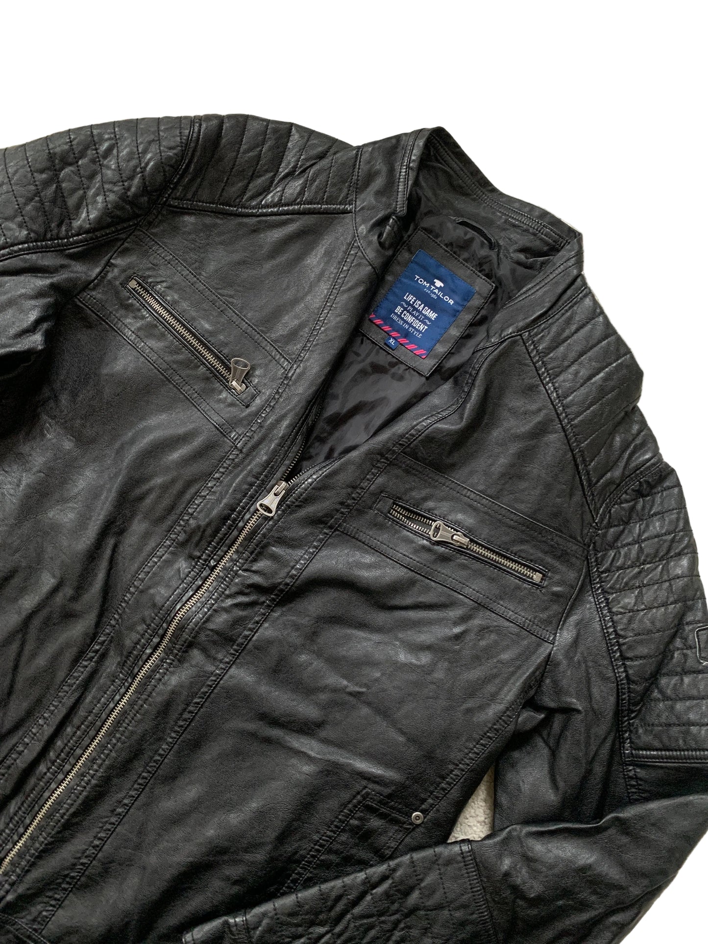 Schwarze Lederjacke XL