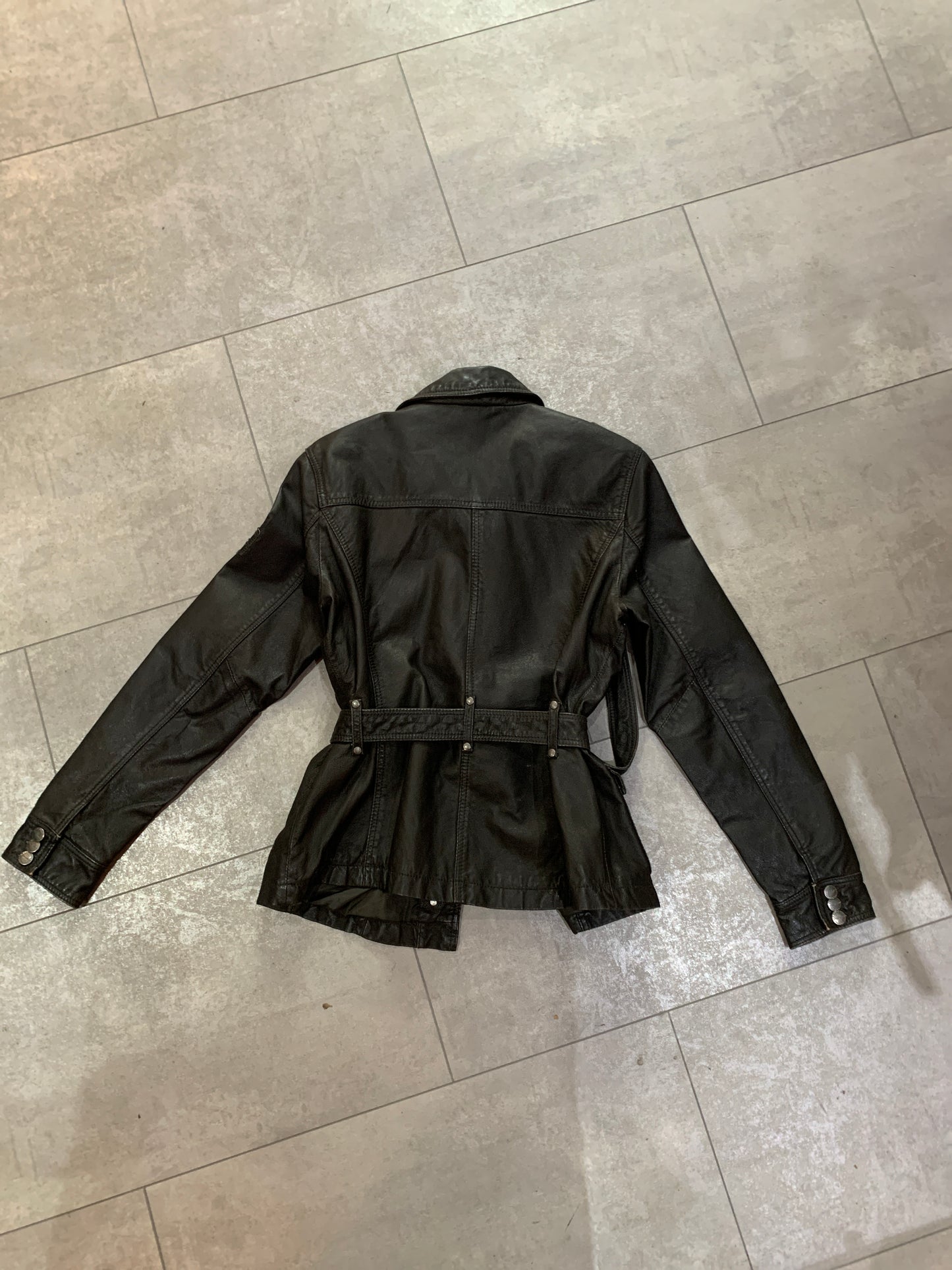 Dunkel braune Lederjacke M