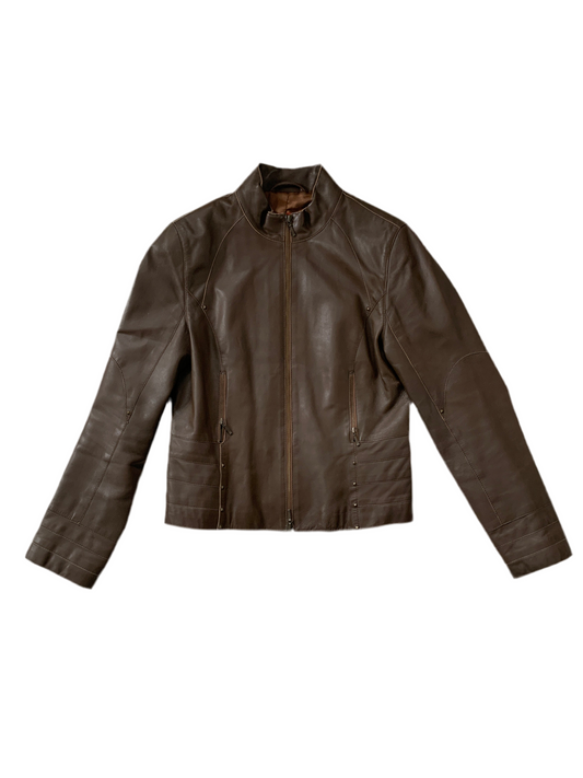 Lederjacke Braun mit Nieten S