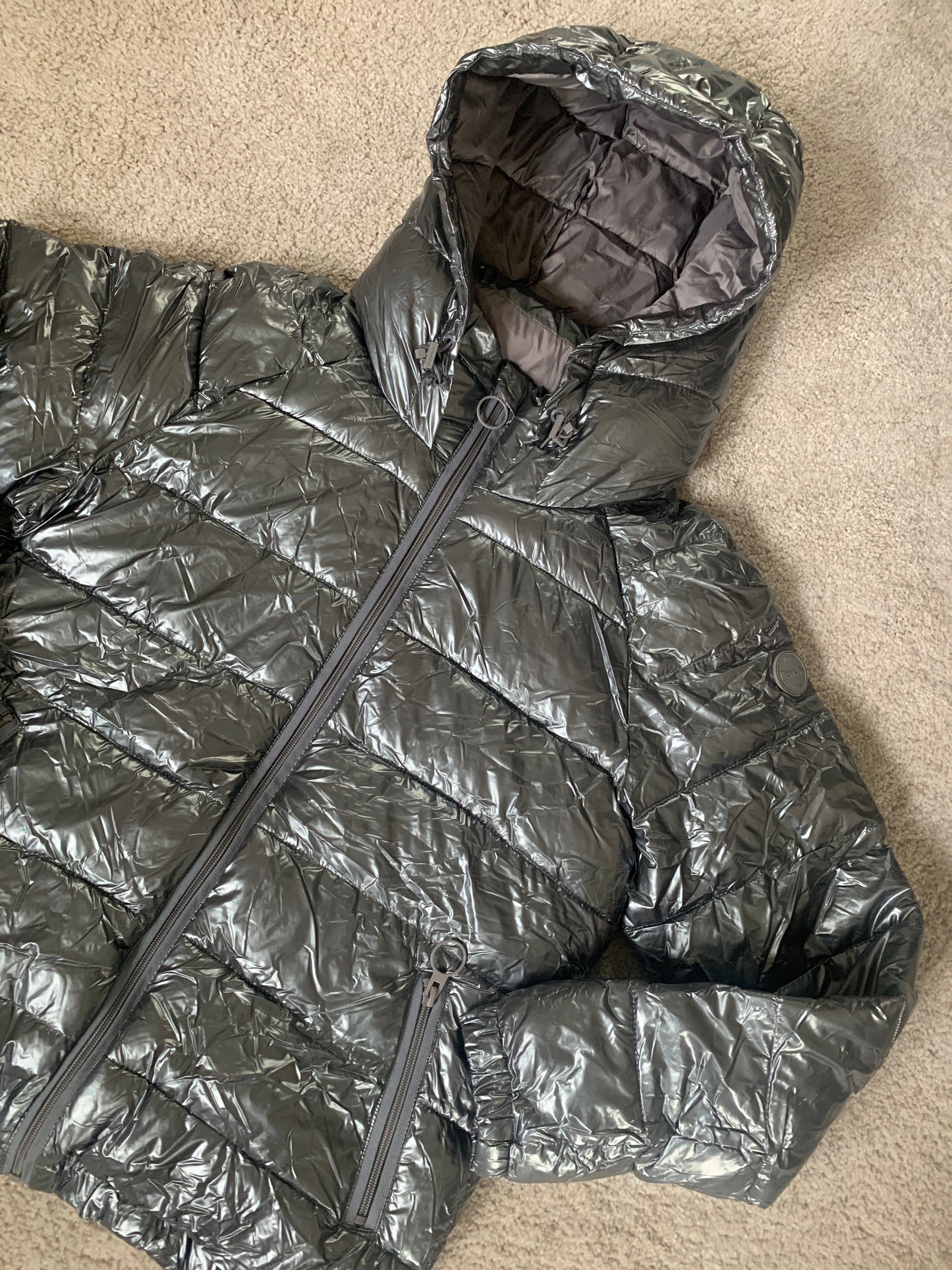 Silberne Bench Pufferjacke M
