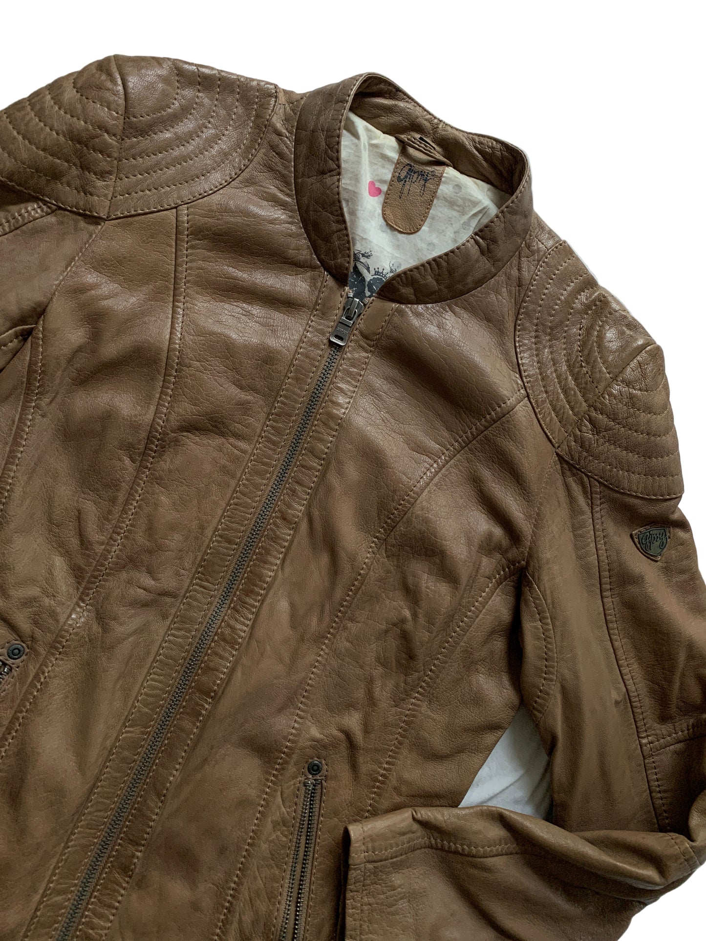 Braune Gipsy Lederjacke S