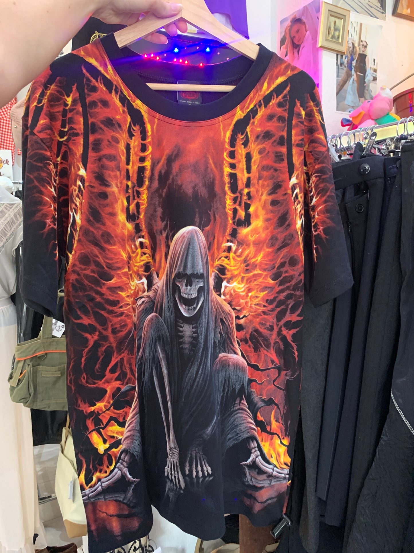 Spiral Flammen Totenkopf T-shirt M