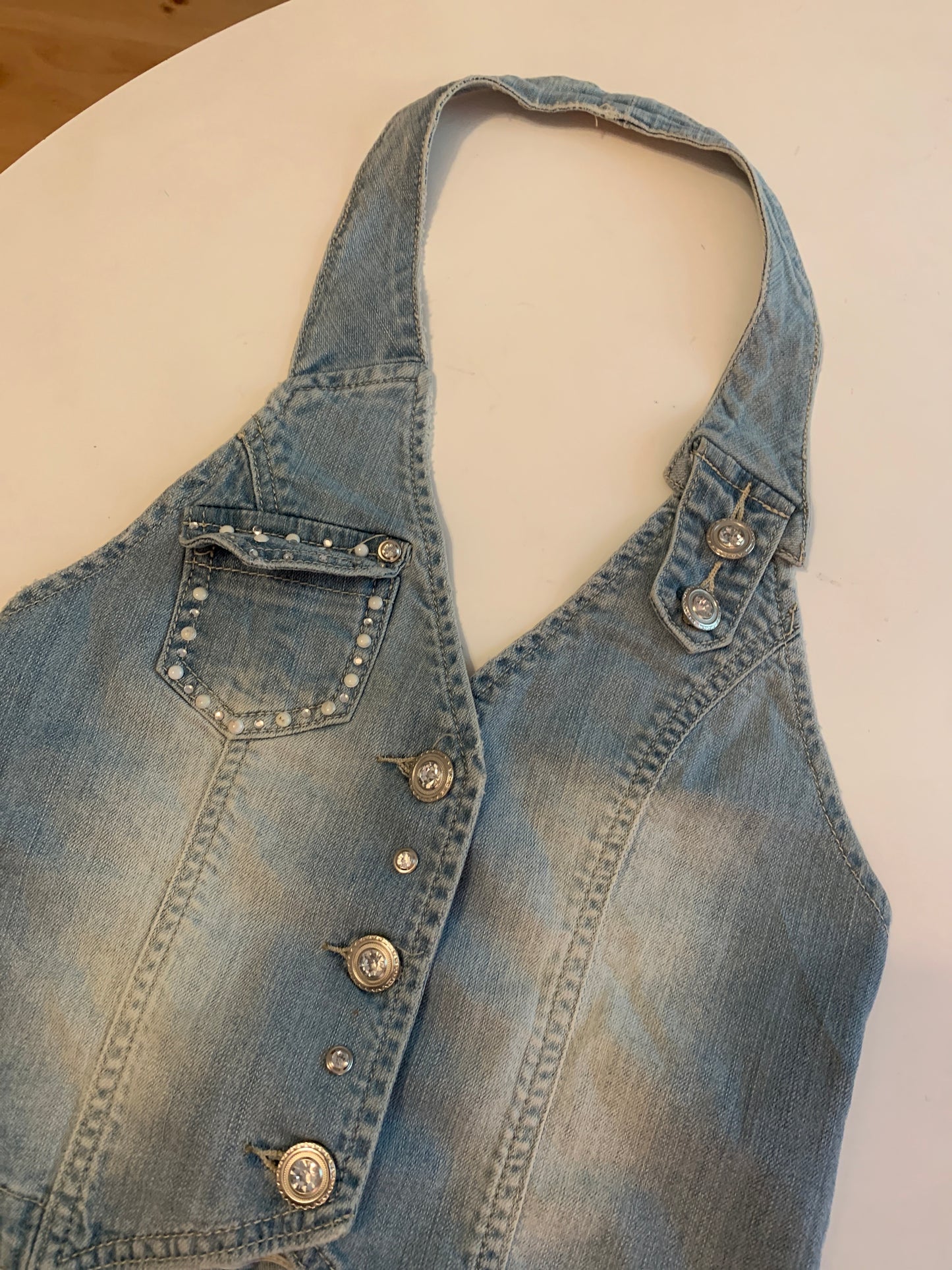 Jeans Weste mit Glitzer S