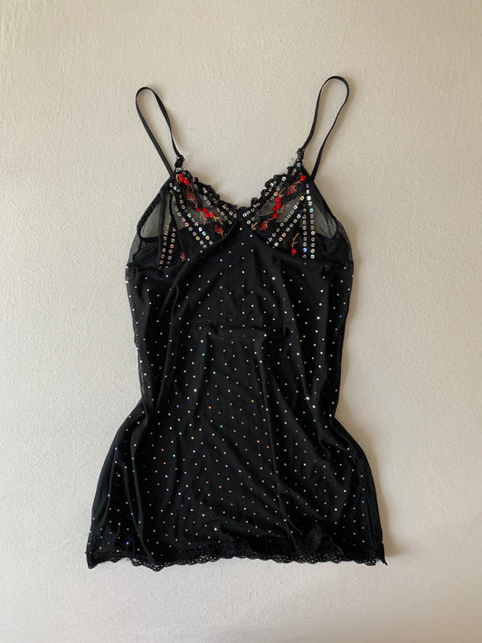 Glitzer schwarzes Top S