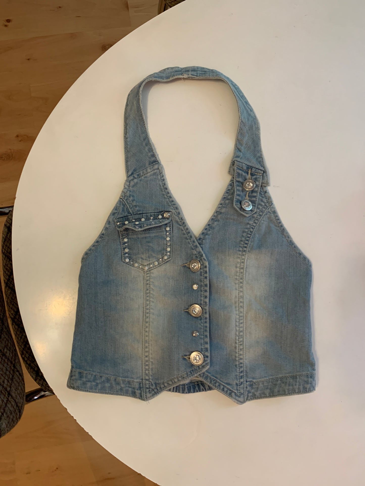 Jeans Weste mit Glitzer S