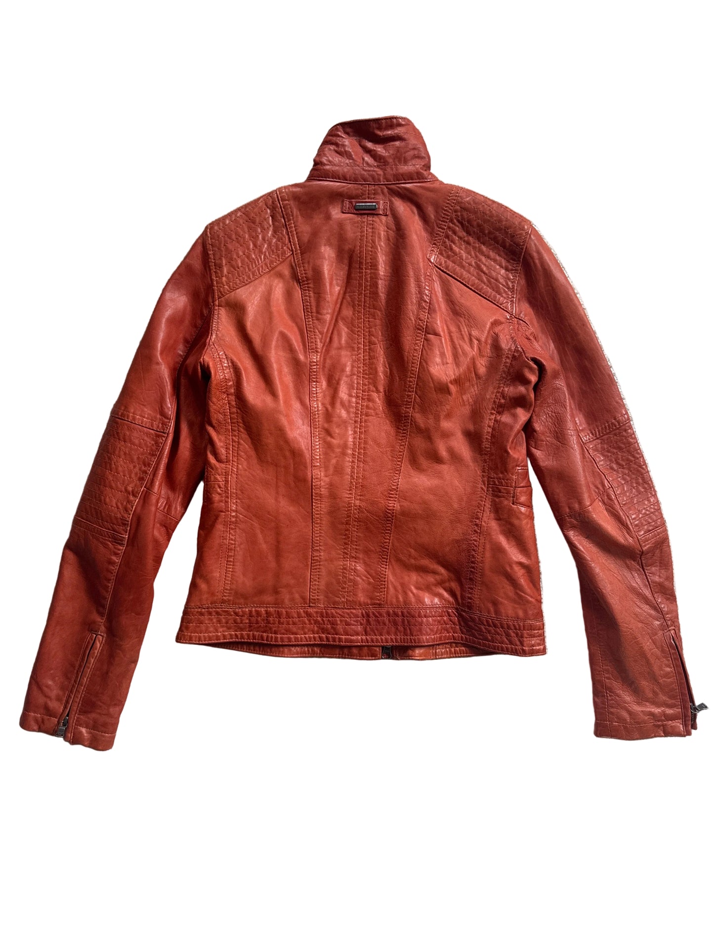 Lederjacke Orange S