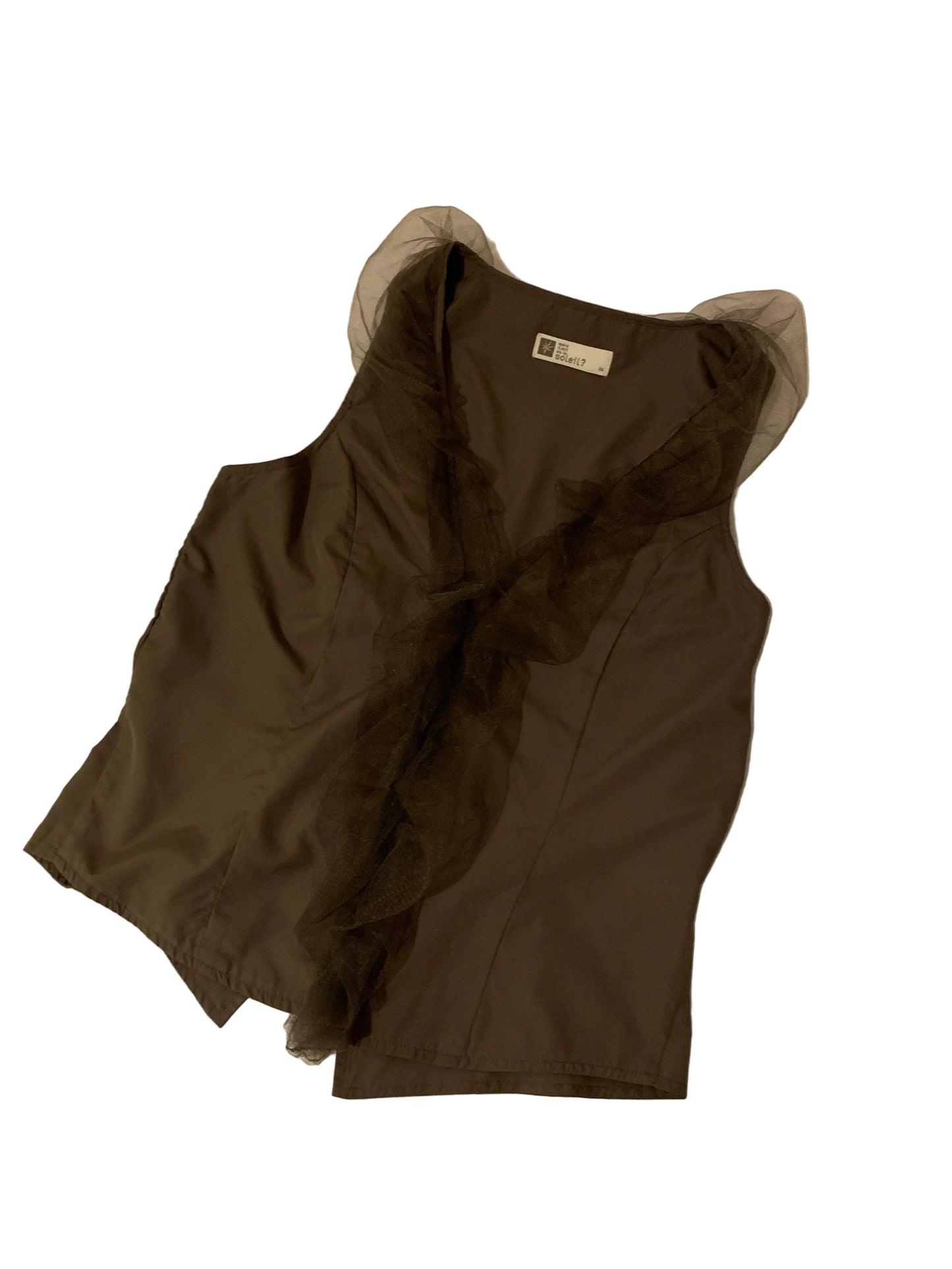 Khaki Top mit Tüll S