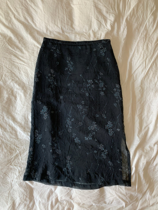 Vintage Blumen Rock semi lang S