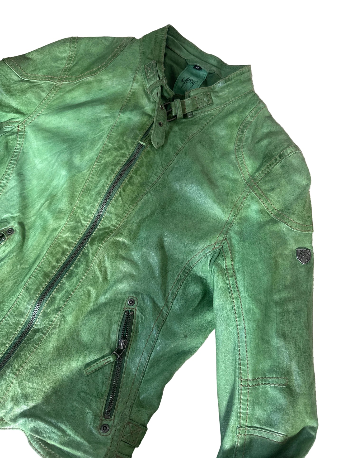 Grüne Gispy Lederjacke M
