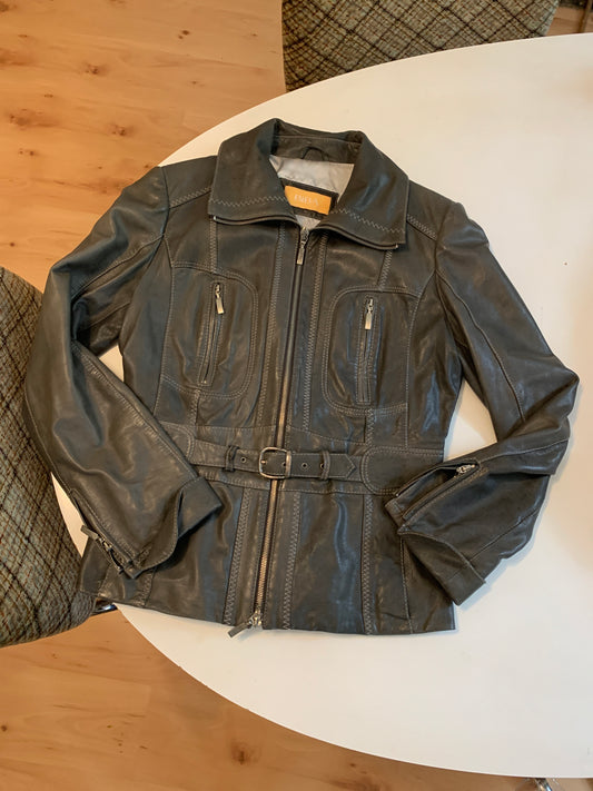 Graue Lederjacke S/M