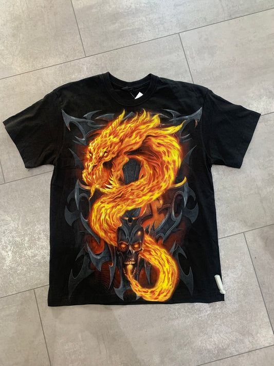 Spiral schwarzes Drachen T-shirt S