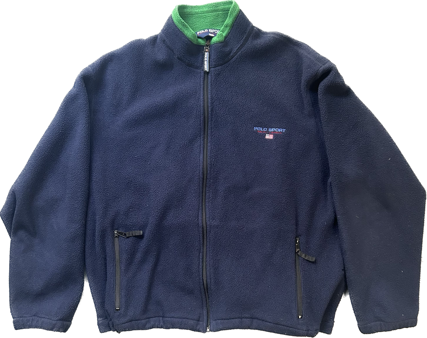 Vintage Navy Green Polo Sport Fleece Zipper- L/XL