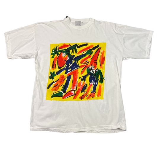 Vintage White Colourful T-Shirt 90s - XL/XXL