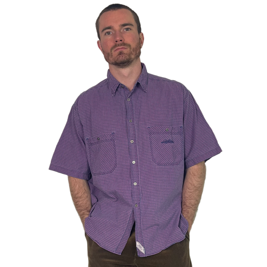 Vintage Purple Checkered Shortsleeve Levi`s Shirt 80s - XL