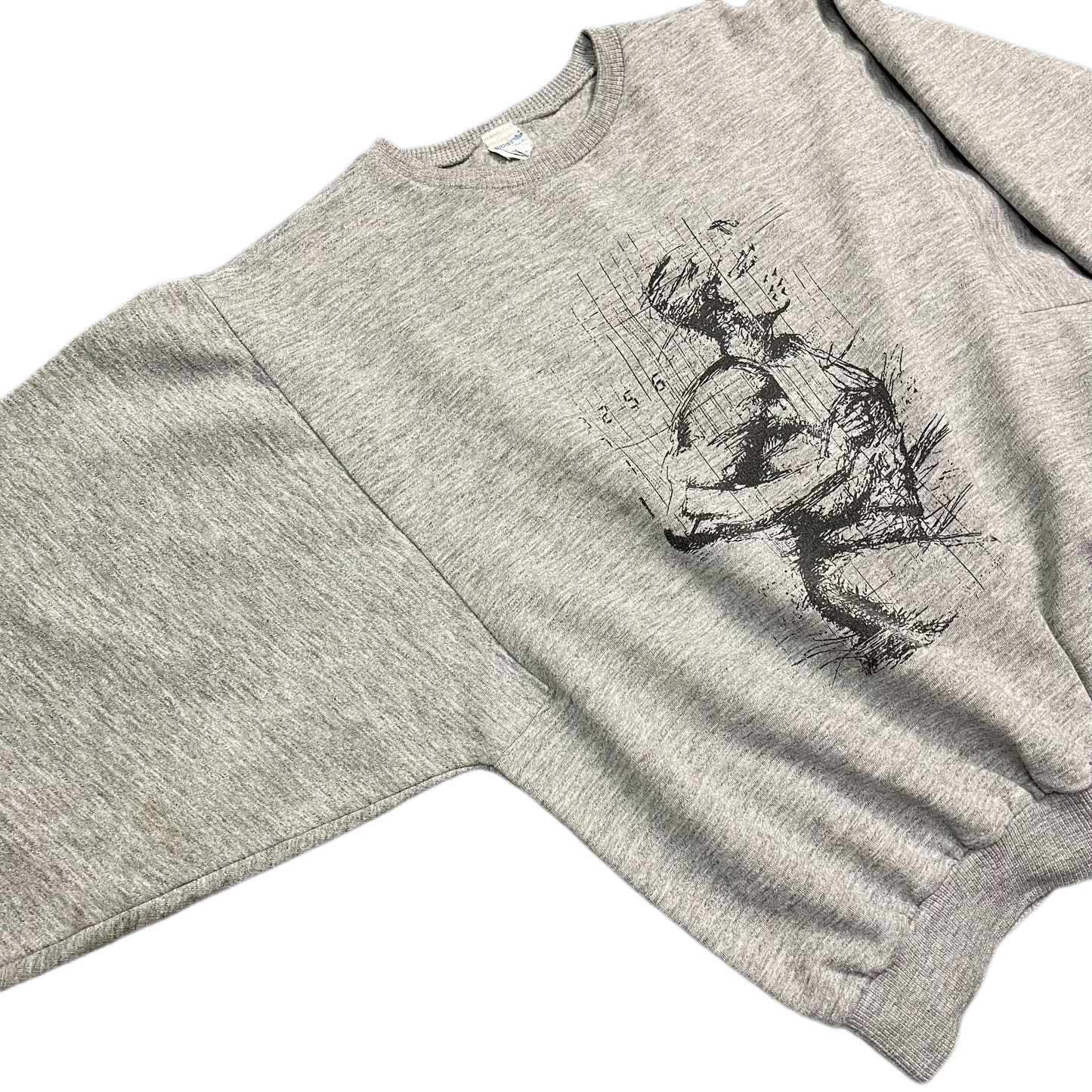 Vintage Grey Adidas Runners Graphic Sweatshirt 80s - S