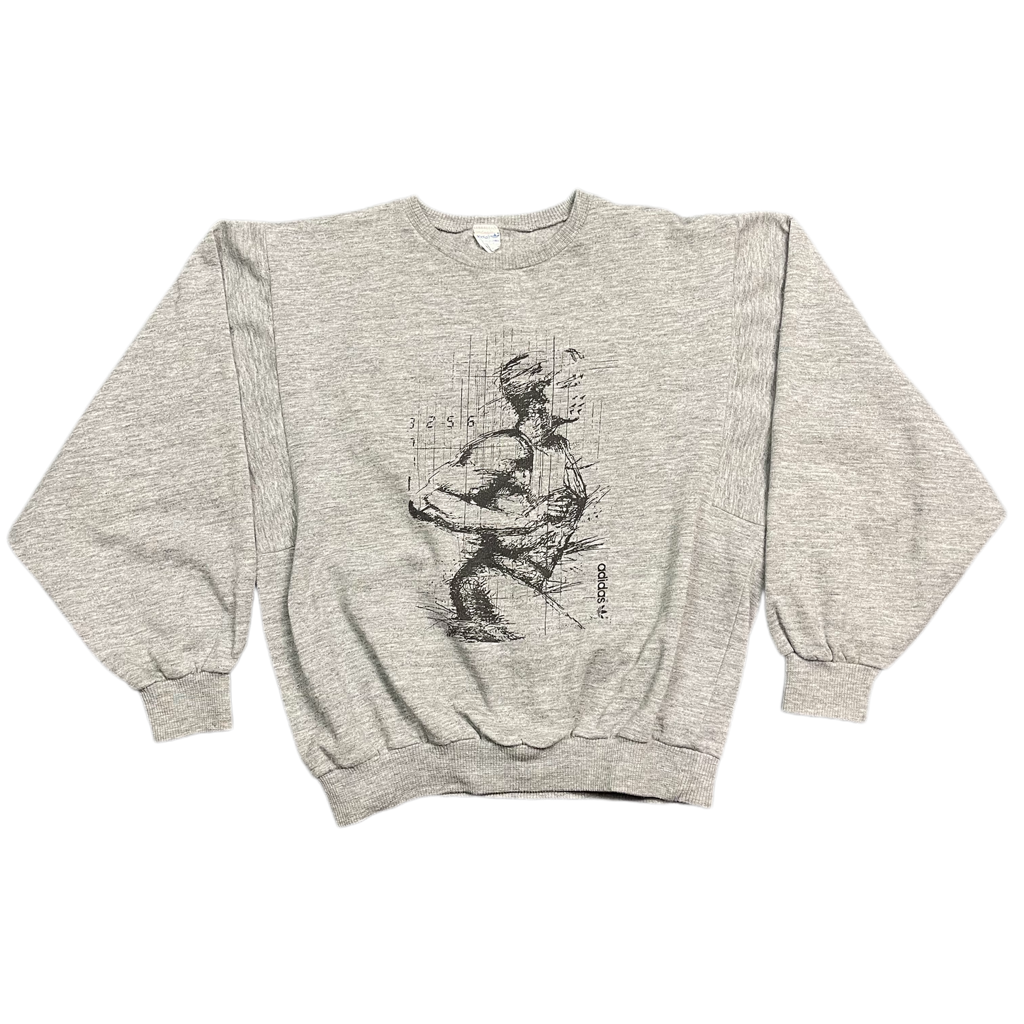 Vintage Grey Adidas Runners Graphic Sweatshirt 80s - S