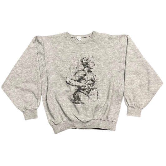 Vintage Grey Adidas Runners Graphic Sweatshirt 80s - S
