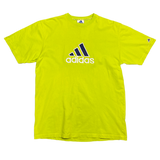 Vintage Neon Green Adidas Embroidered Spellout T-Shirt 2000s - XL