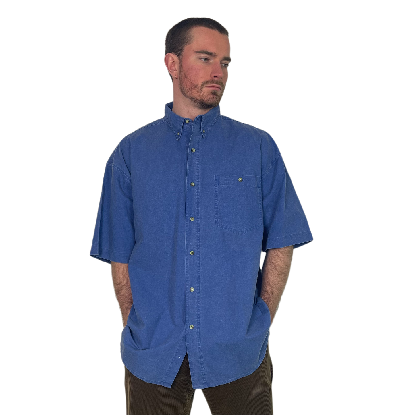 Vintage Blue Shortsleeve Shirt 90s - XL/XXL
