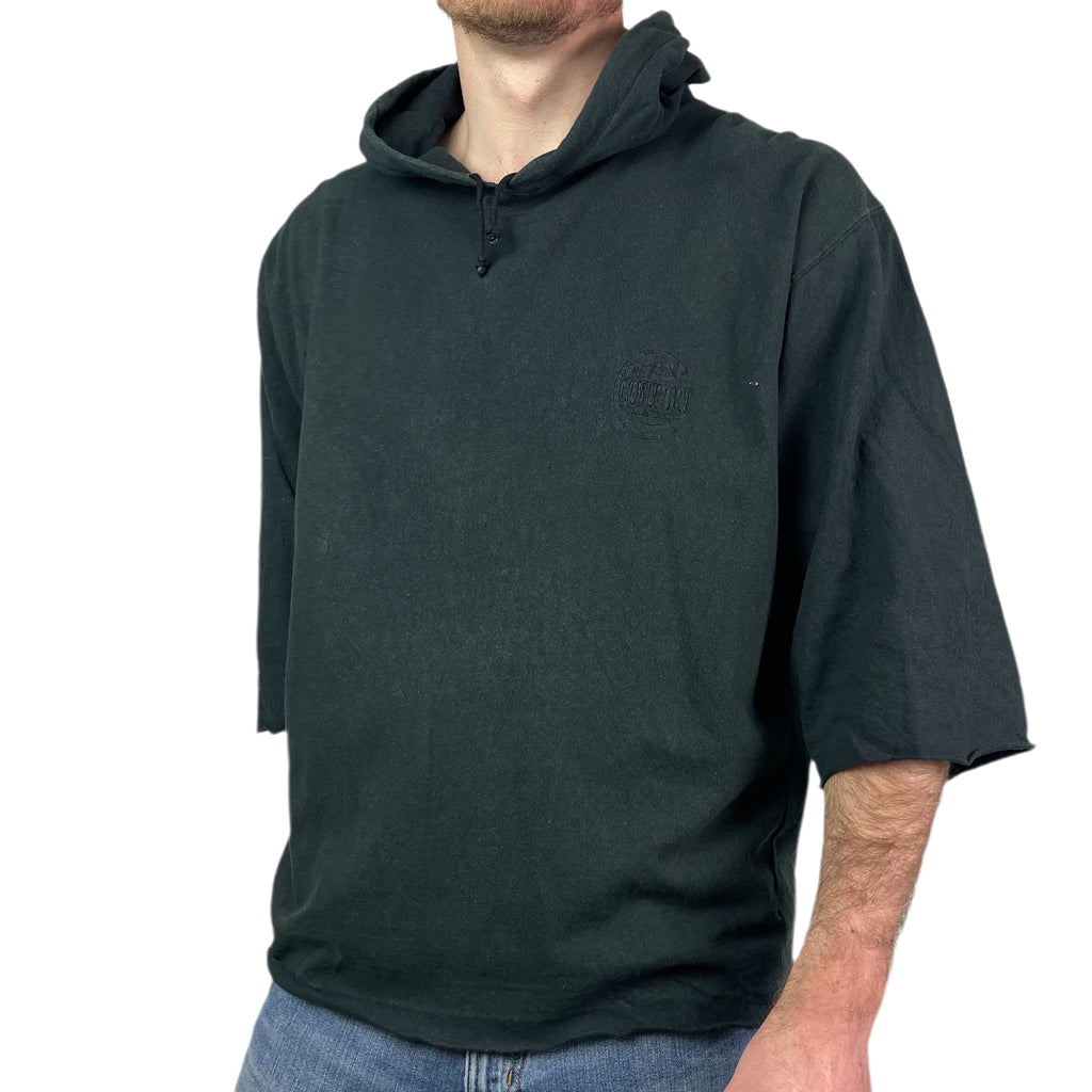 Vintage 90s T-Shirt with Hood Black - XL