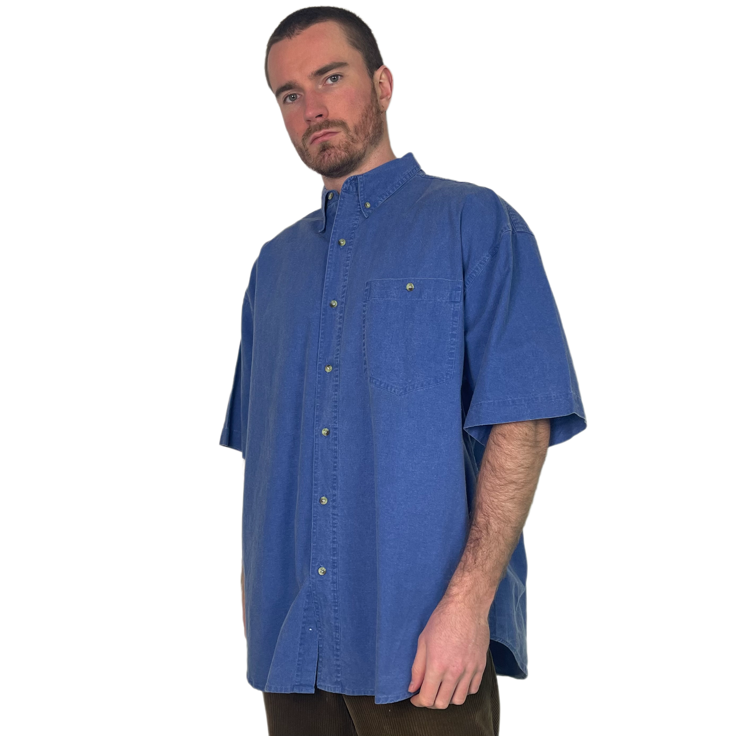 Vintage Blue Shortsleeve Shirt 90s - XL/XXL