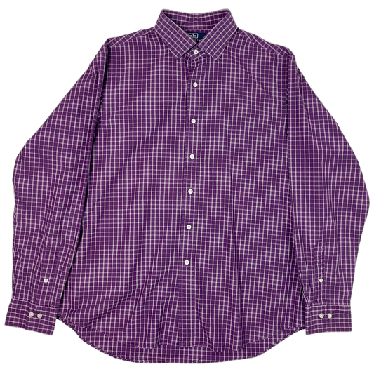 Vintage Purple Checkered Polo Ralph Lauren Shirt 90s - XL/XXL