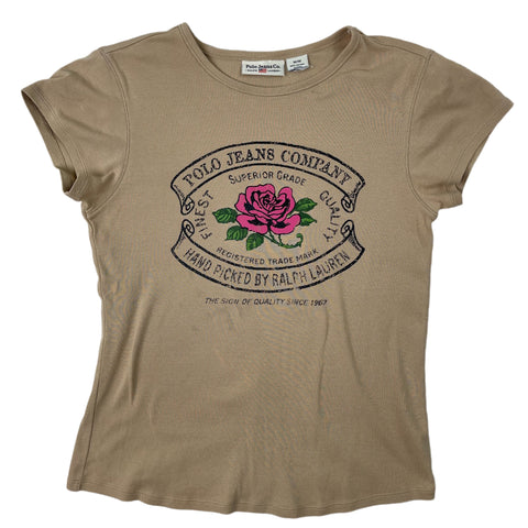 Vintage Beige Ralph Lauren T-Shirt 2000s - S