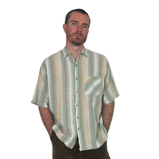 Vintage Striped Shortsleeves Shirt 90s - LXL