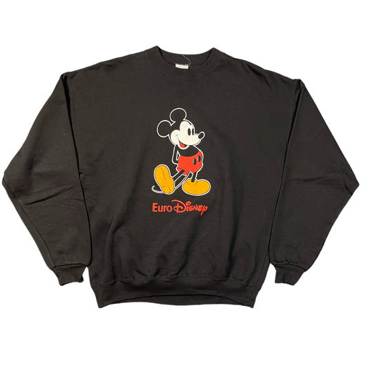 Vintage Black Mickey Mouse Euro Disney Sweatshirt 80s - L