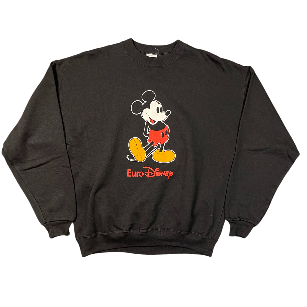 Vintage Black Mickey Mouse Euro Disney Sweatshirt 80s - L