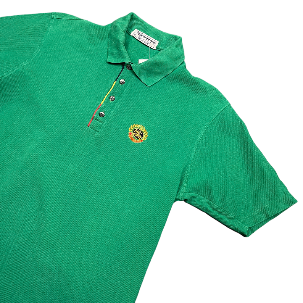 Vintage Green Burberry Polo Shirt 90s M