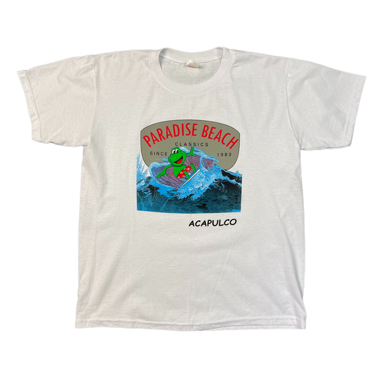 Vintage White Paradise Beach Acapulco T-Shirt 90s - L