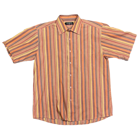 Vintage Striped Orange Shortsleeved Shirt 90s - L