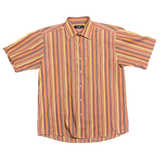 Vintage Striped Orange Shortsleeved Shirt 90s - L