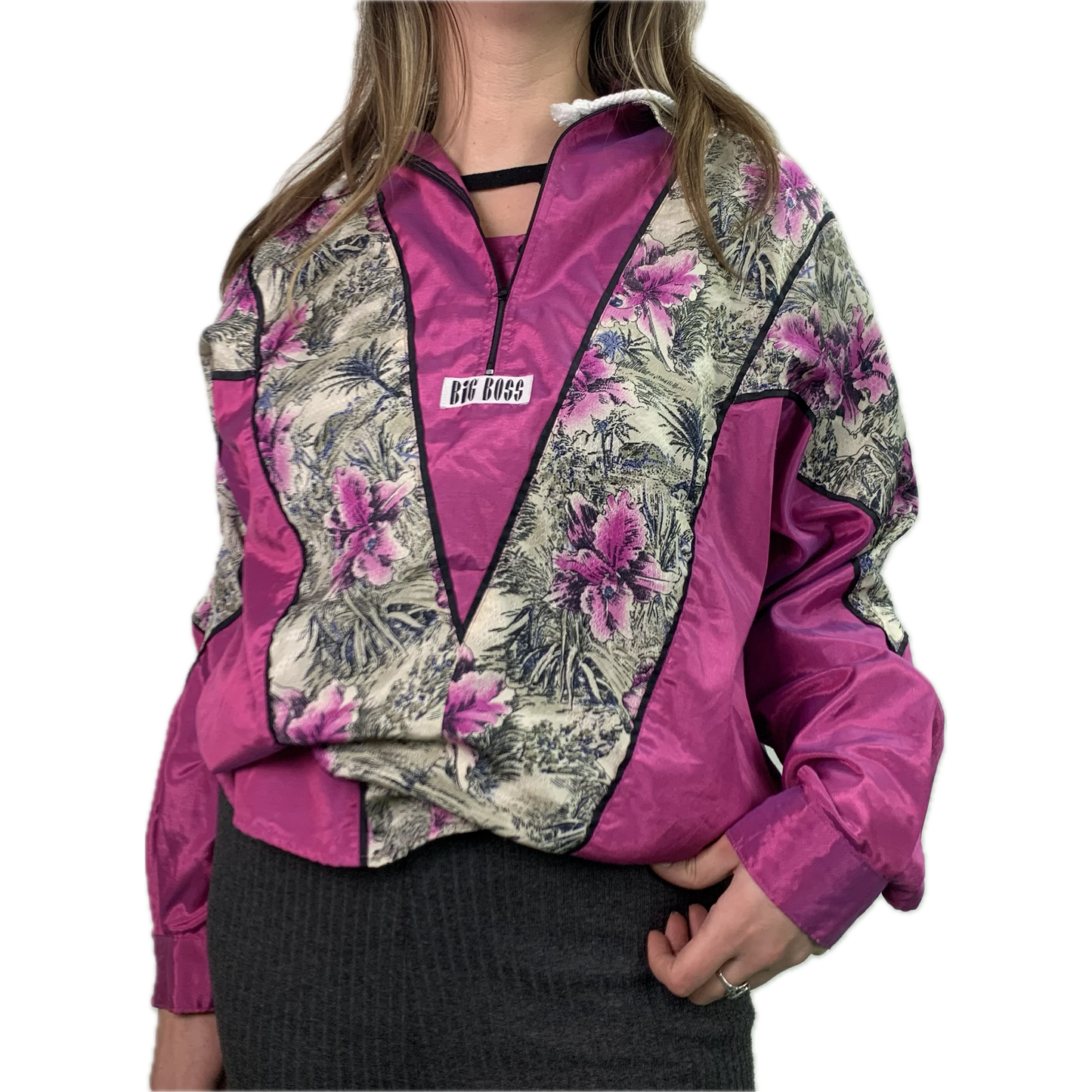 Vintage Purple Silk Zipp Blouson- M