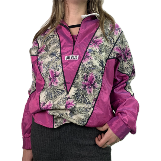 Vintage Purple Silk Zipp Blouson- M