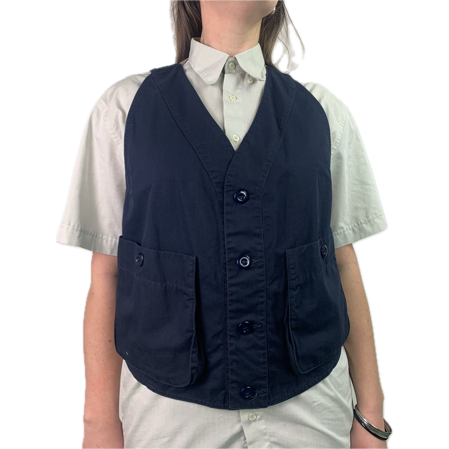 Vintage Navy Creme Armani Vest - M/L