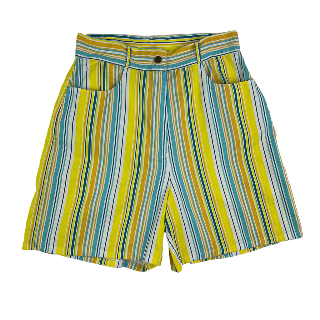 Vintage Yellow Striped Shorts - L