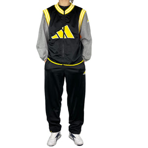 Vintage Yellow Black Adidas Tracksuit with Vest Function 2000s- M/L