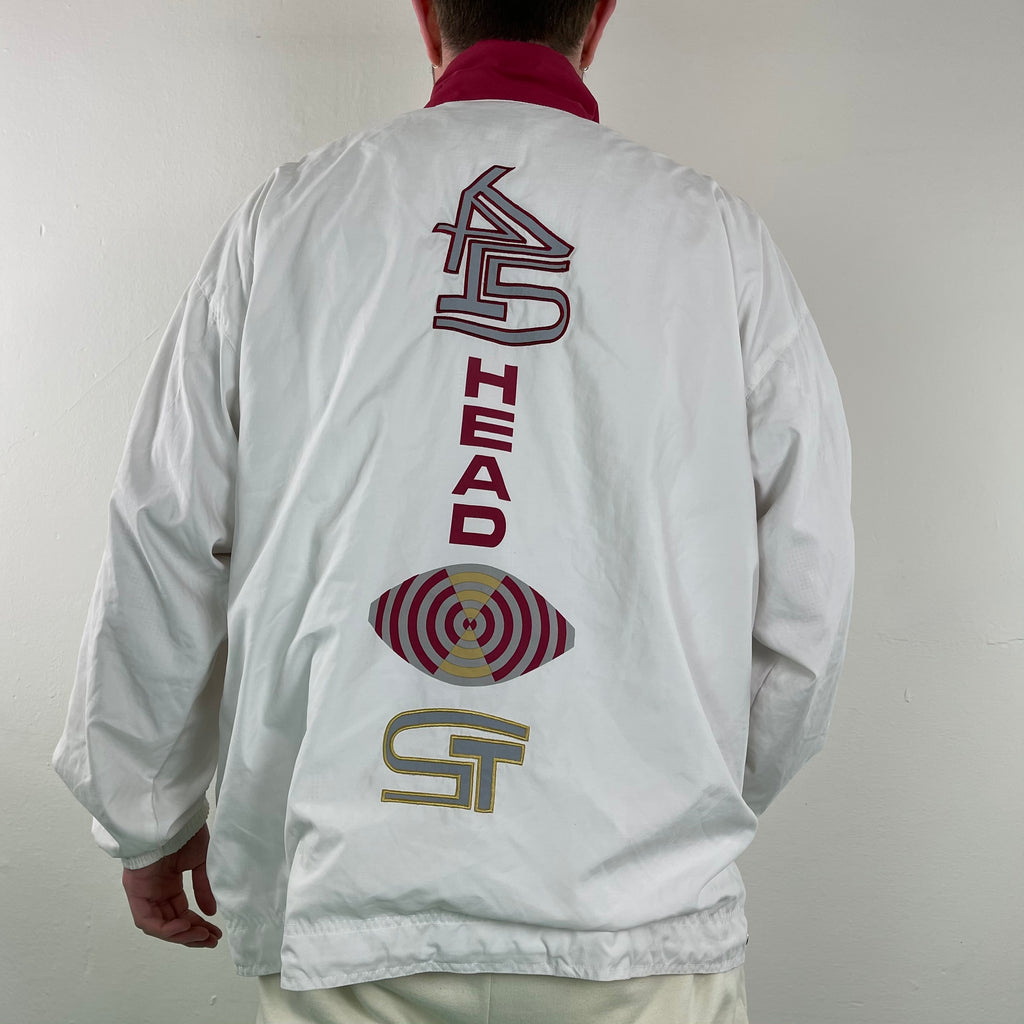 Vintage Red White Head Track Jacket Embroidery 90s - XL