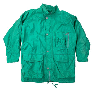 Vintage Turquoise Rain Coat Shoulder Pads 90s - M