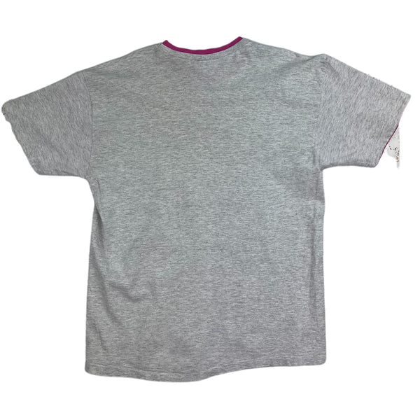 Vintage Grey Pink Flower T-Shirt 90s - XL