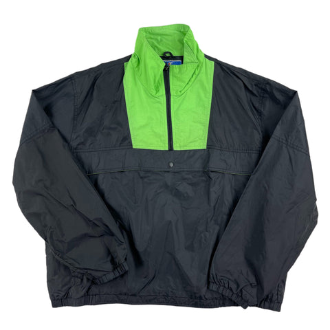 Vintage Black Green Champion Rain Jacket  1/3 Zip - L