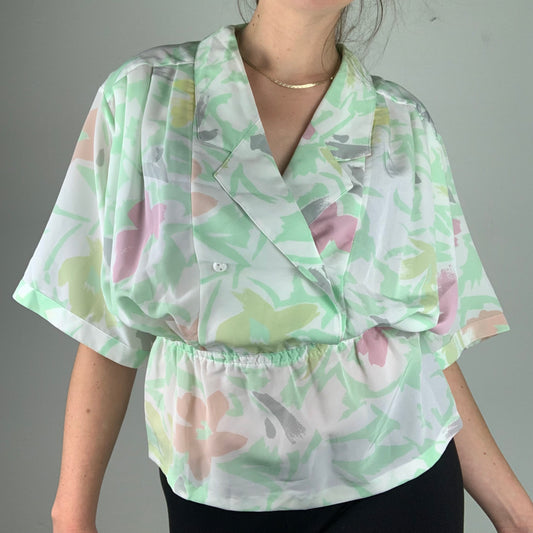 Vintage Green Pastel Blouse - S/M
