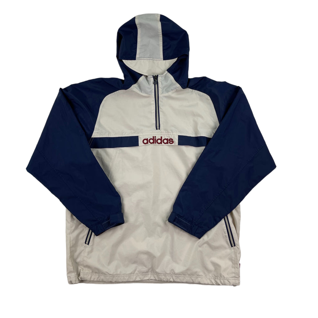 Vintage Beige Adidas Rain 1/4 Zip Jacket Embroidery 00s - L