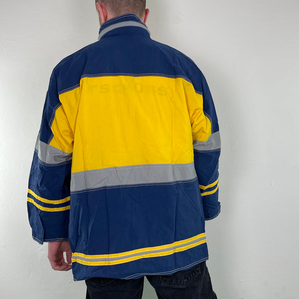 Vintage Yellow Blue Rain Jacket - XL