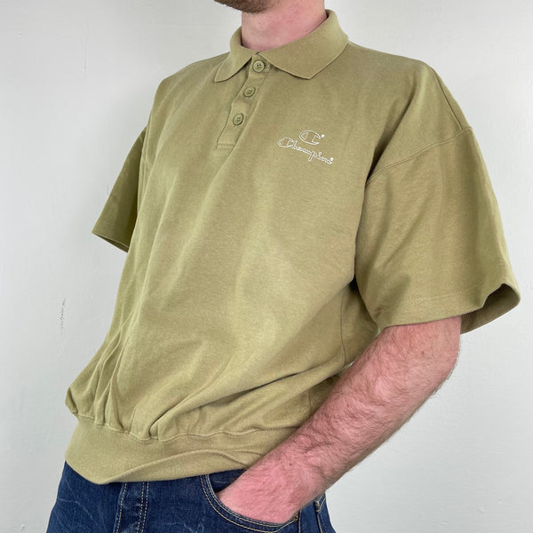 Vintage Champion Short Sleeved Polo Sweater - L