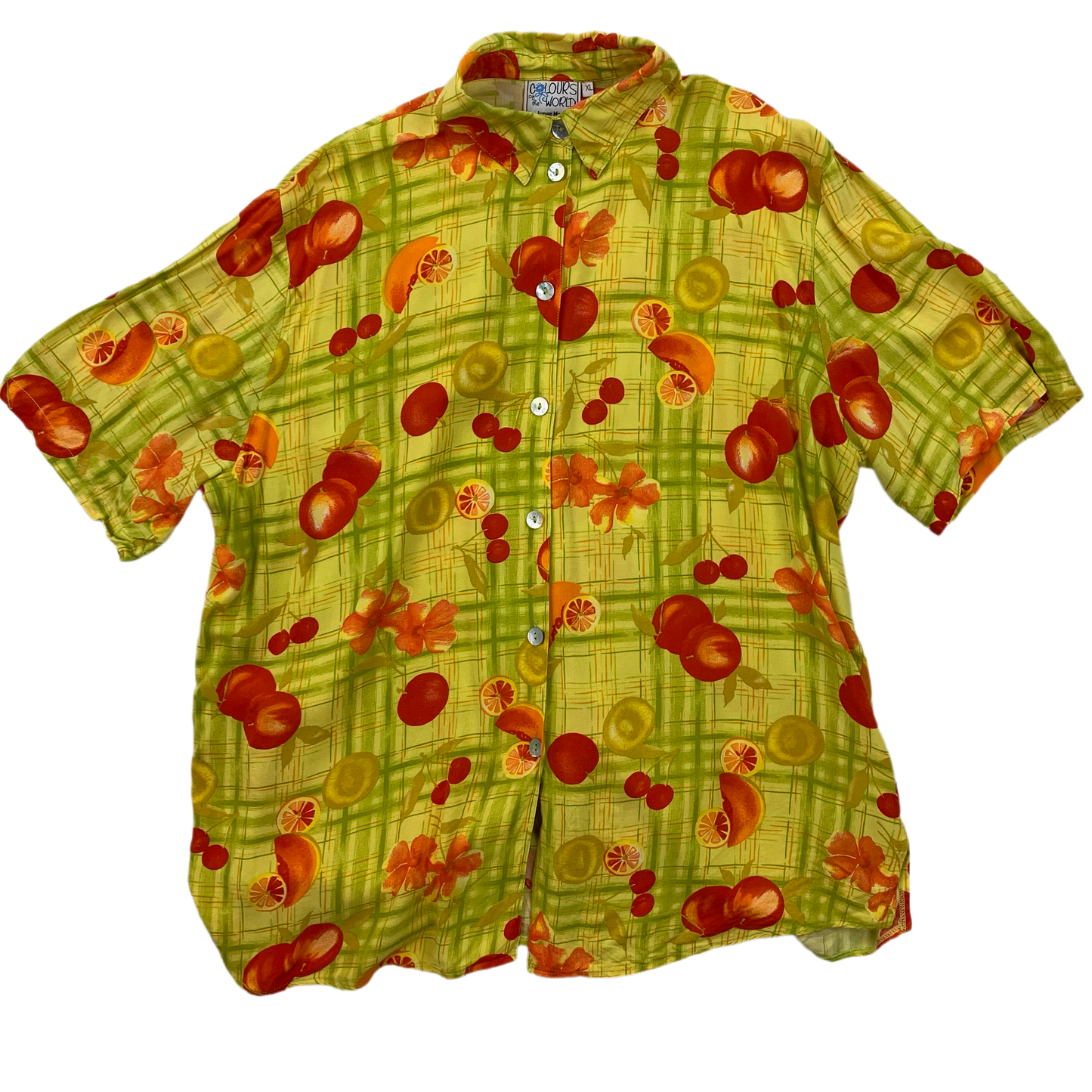 Vintage Orange Yellow Summer Shirt 90s - XL